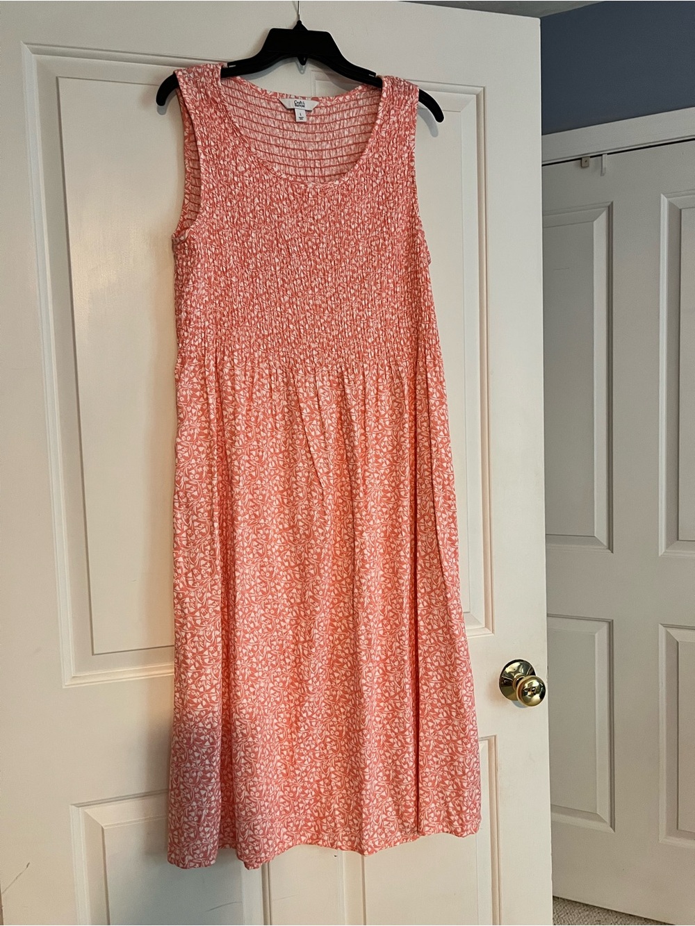 Coral Peach Smocked Sleeveless Sundress